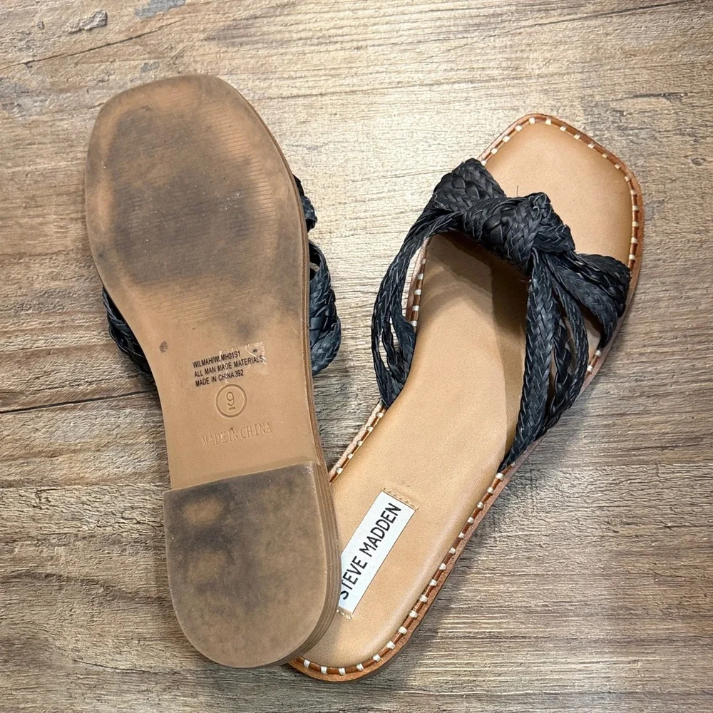 Steve Madden Black Knotted Women's Sandals - Picture 4 of 9